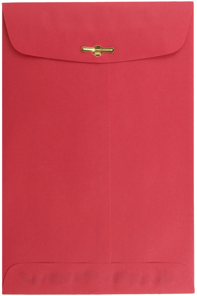 Red 24lb 6 x 9 Open End Envelopes with Clasp