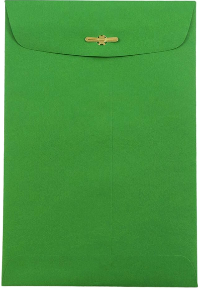 Holiday Green 24lb 6 x 9 Open End Envelopes with Clasp