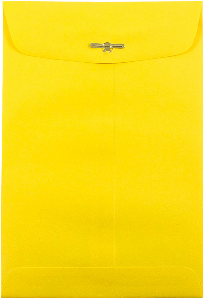 Yellow 24lb 6 x 9 Open End Envelopes with Clasp