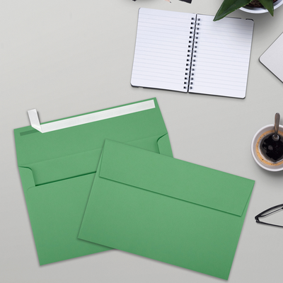 Holiday Green 32lb A9 Invitation Envelopes (5 3/4 x 8 3/4) with Peel & Seal