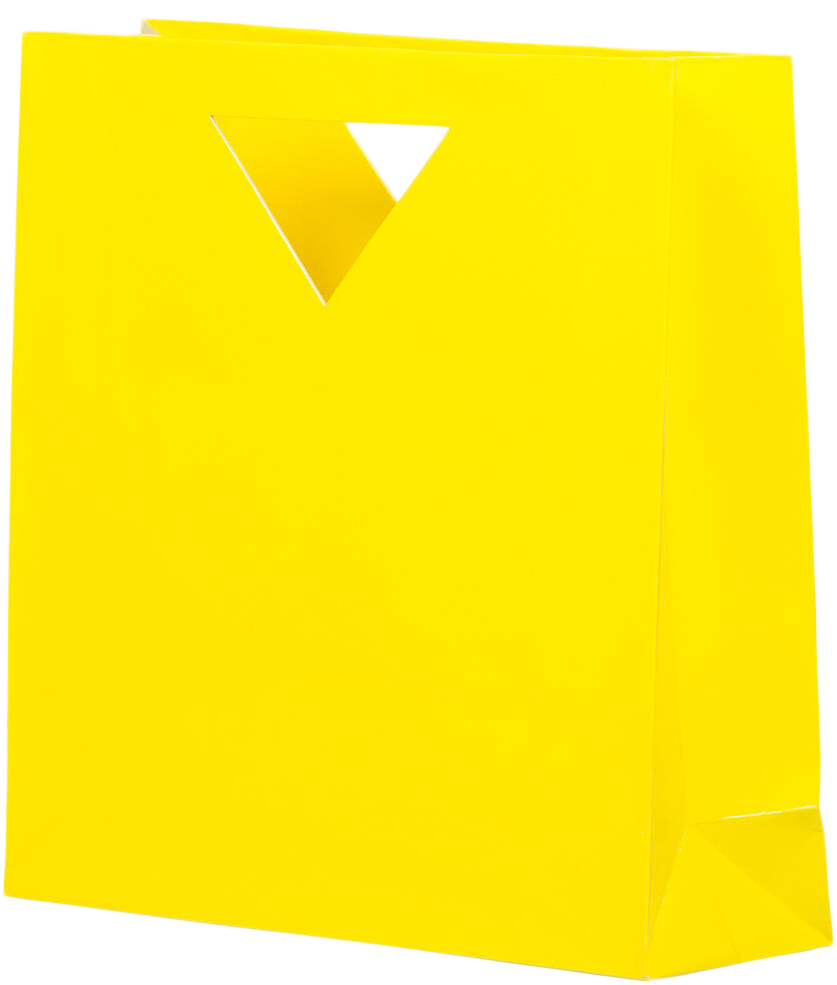 Yellow Medium Glossy Gift Bags with Die-Cut Handles (12 x 12 x 4)