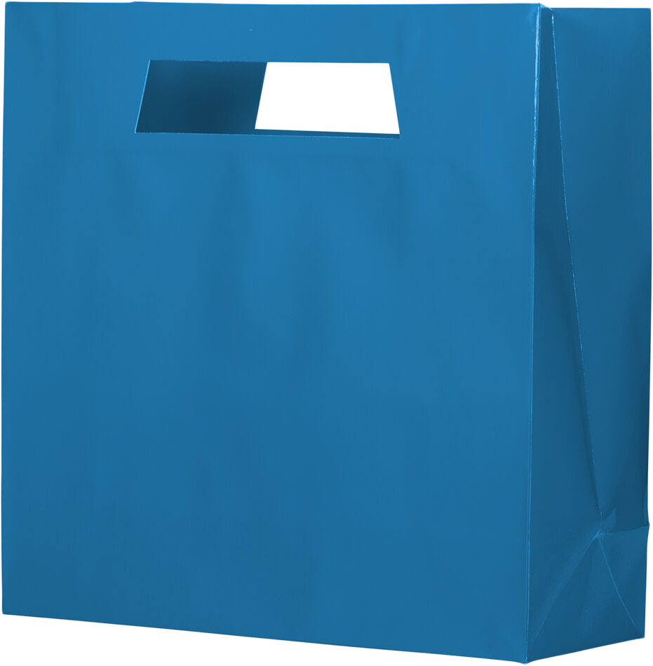 Blue Large Glossy Gift Bags with Die-Cut Handles (15 x 15 x 5 1/2)