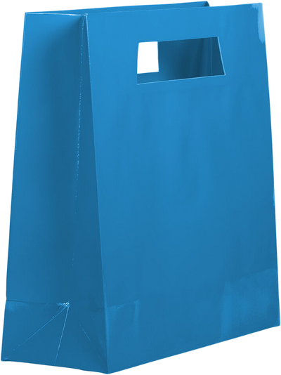 Blue Large Glossy Gift Bags with Die-Cut Handles (15 x 15 x 5 1/2)