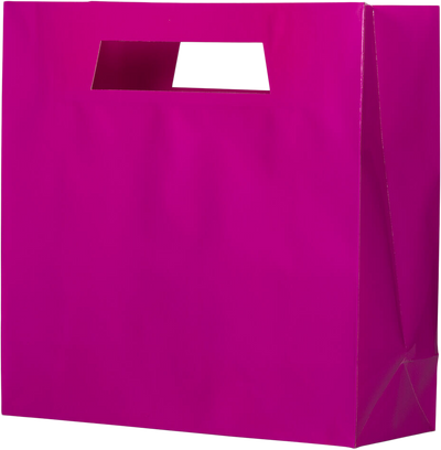 Fuchsia Large Glossy Gift Bags with Die-Cut Handles (15 x 15 x 5 1/2)