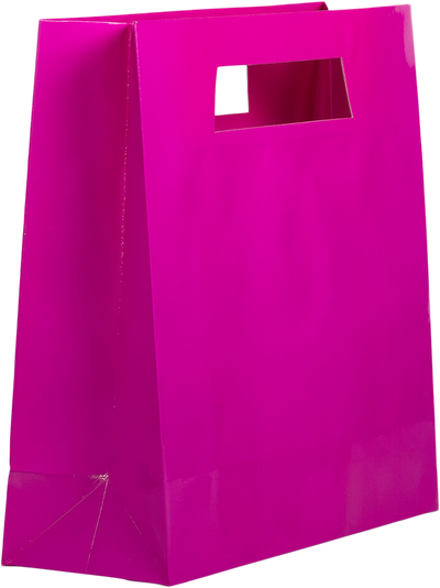 Fuchsia Large Glossy Gift Bags with Die-Cut Handles (15 x 15 x 5 1/2)