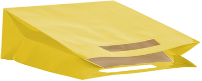 Yellow Large Glossy Gift Bags with Die-Cut Handles (15 x 15 x 5 1/2)