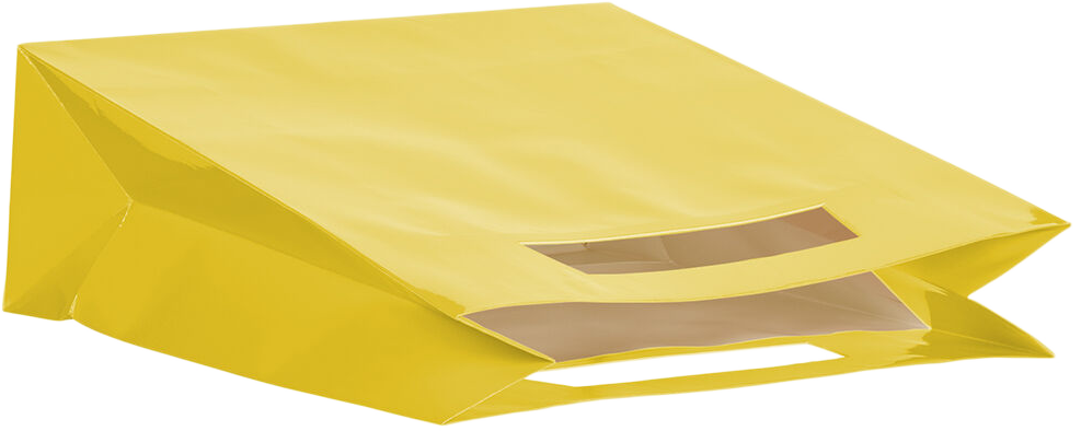 Yellow Large Glossy Gift Bags with Die-Cut Handles (15 x 15 x 5 1/2)