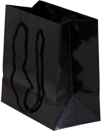 Black Small Glossy Gift Bags (6 1/2 x 6 1/2 x 3 1/2)