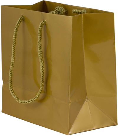 Gold Small Glossy Gift Bags (6 1/2 x 6 1/2 x 3 1/2)