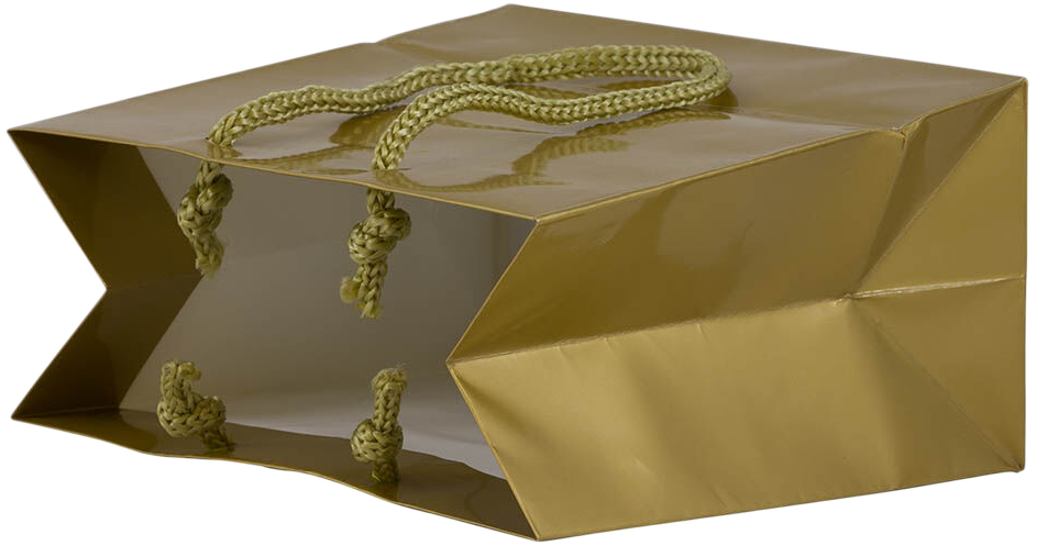 Gold Small Glossy Gift Bags (6 1/2 x 6 1/2 x 3 1/2)