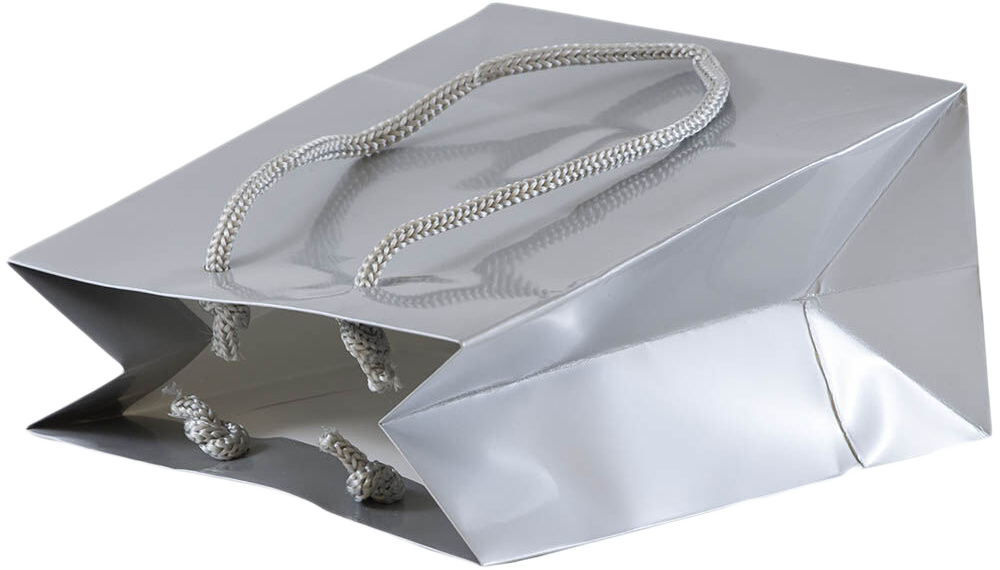 Silver Small Glossy Gift Bags (6 1/2 x 6 1/2 x 3 1/2)