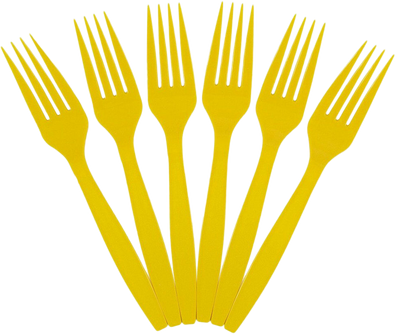 Yellow Plastic Forks - 100 Pack