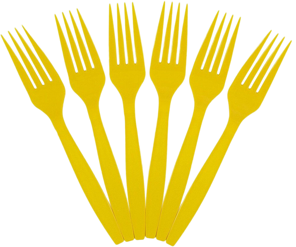 Yellow Plastic Forks - 100 Pack