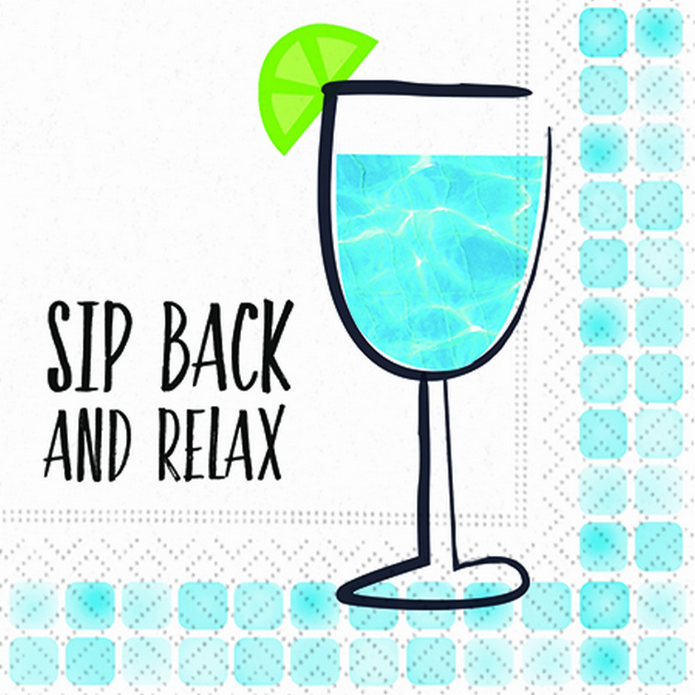 Sip Back Relax 5 x 5 Novelty Holiday Cocktail Napkins - 20 Pack