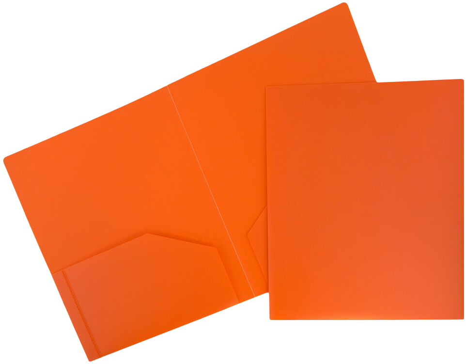 Orange 9 x 12 Plastic Heavy Duty Folders
