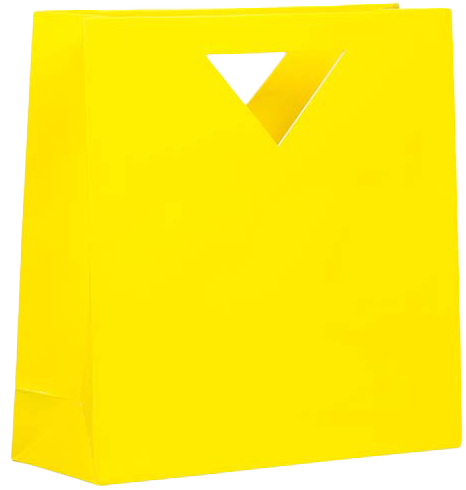 Yellow Medium Glossy Gift Bags with Die-Cut Handles (12 x 12 x 4)