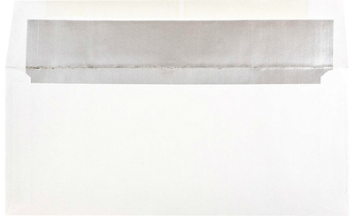White with Silver Foil Lining 24lb 3 7/8 x 8 1/8 Invitation Envelopes