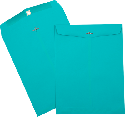 Sea Blue 24lb 10 x 13 Open End Envelopes with Clasp