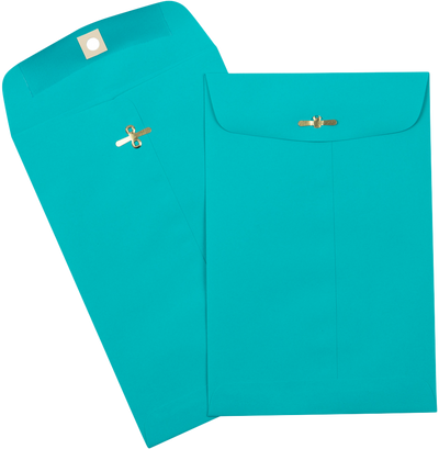 Sea Blue 24lb 6 x 9 Open End Envelopes with Clasp