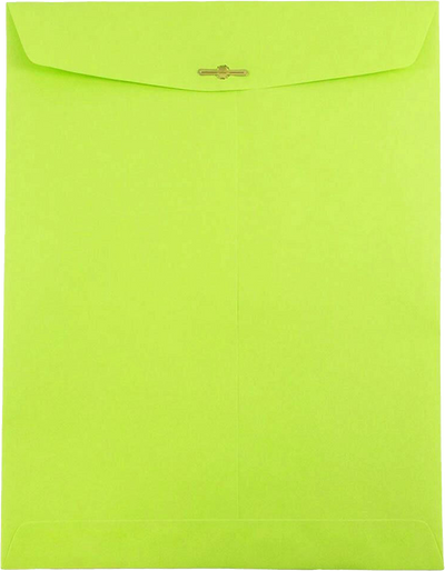Wasabi Lime Green 24lb 9 x 12 Open End Envelopes with Clasp
