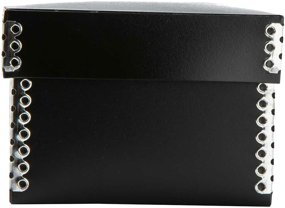 Black Medium Plastic Gift Boxes with Metal Edge (4 1/4 x 4 1/4 x 3)
