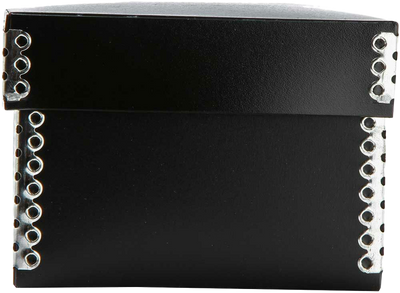 Black Medium Plastic Gift Boxes with Metal Edge (4 1/4 x 4 1/4 x 3)