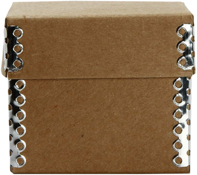 Natural Kraft Small Gift Boxes with Metal Edge (3 1/4 x 3 1/4 x 2 3/4)