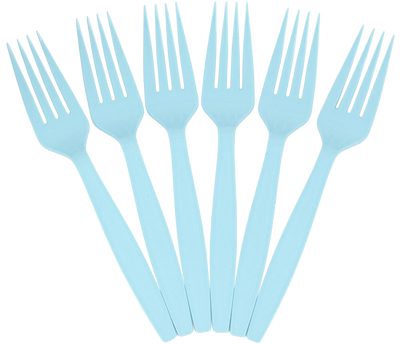Aqua Blue Plastic Forks - 100 Pack