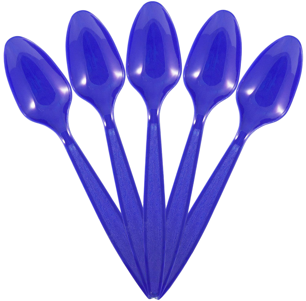 Blue Plastic Spoons - 100 Pack