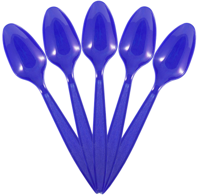 Blue Plastic Spoons - 100 Pack