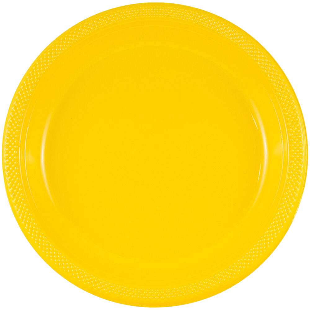 Yellow Small Plastic Plates (7 Inch) - 20 Pack