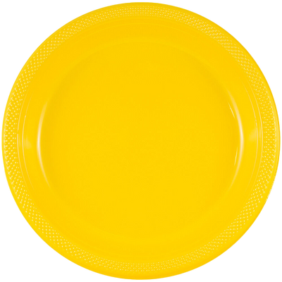 Yellow Small Plastic Plates (7 Inch) - 20 Pack