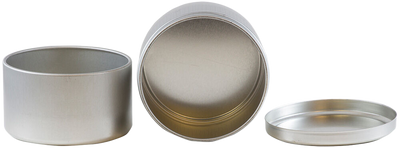 Double Silver Small Tins (3 1/4 x 3 1/4 x 2 1/4) - 2 Pack