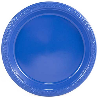 Blue and Yellow Party Tableware Kit (Small and Medium Plastic Plates, Lunch and Beverage Napkins, Plastic Cups, and Plastic Tablecovers) - 160 Pack