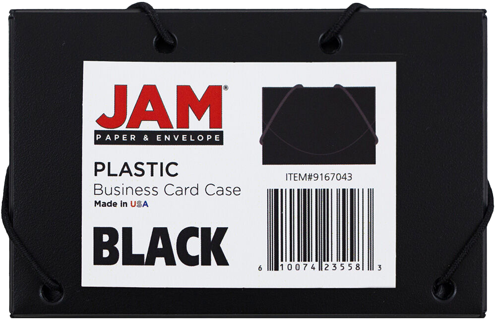 Black Solid Plastic Business Card Case - 20 Card Capacity