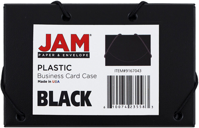 Black Solid Plastic Business Card Case - 20 Card Capacity