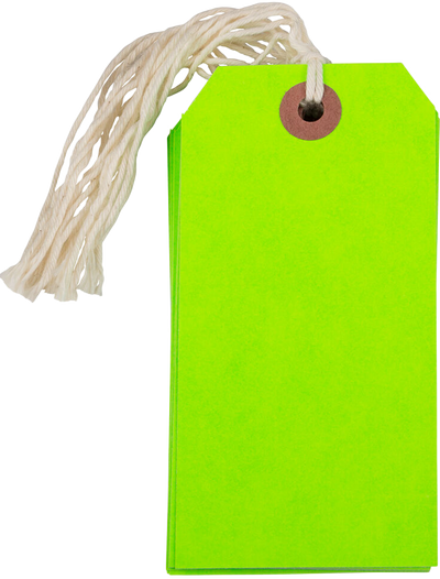 Neon Green Medium Gift Tags (4 1/4 x 2 3/8) - 10 Pack