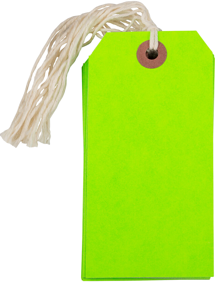Neon Green Medium Gift Tags (4 1/4 x 2 3/8) - 10 Pack