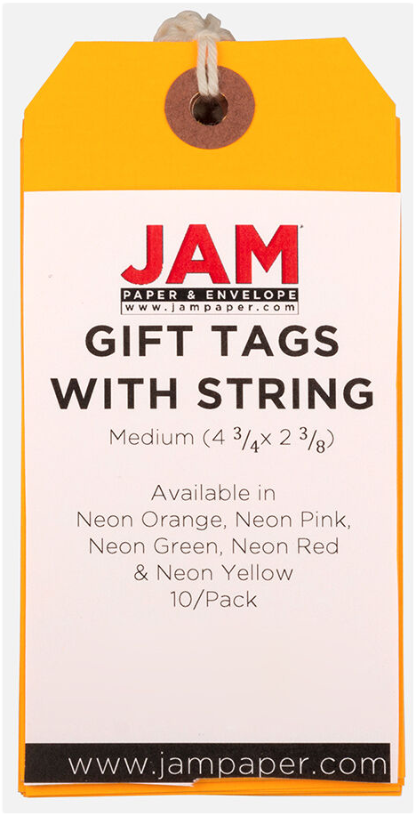 Neon Orange Medium Gift Tags (4 1/4 x 2 3/8) - 10 Pack