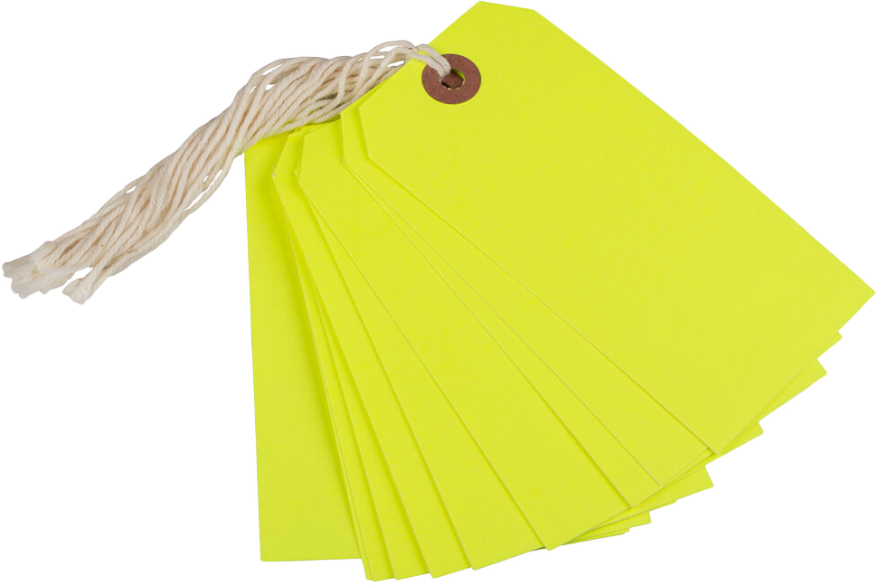 Neon Yellow Medium Gift Tags (4 1/4 x 2 3/8) - 10 Pack