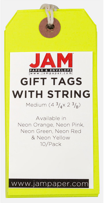 Neon Yellow Medium Gift Tags (4 1/4 x 2 3/8) - 10 Pack