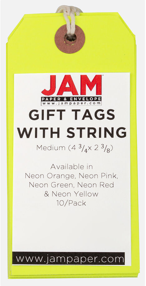 Neon Yellow Medium Gift Tags (4 1/4 x 2 3/8) - 10 Pack