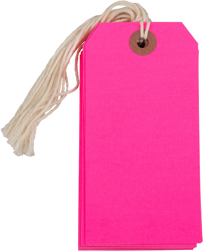 Neon Pink Medium Gift Tags (4 1/4 x 2 3/8) - 10 Pack