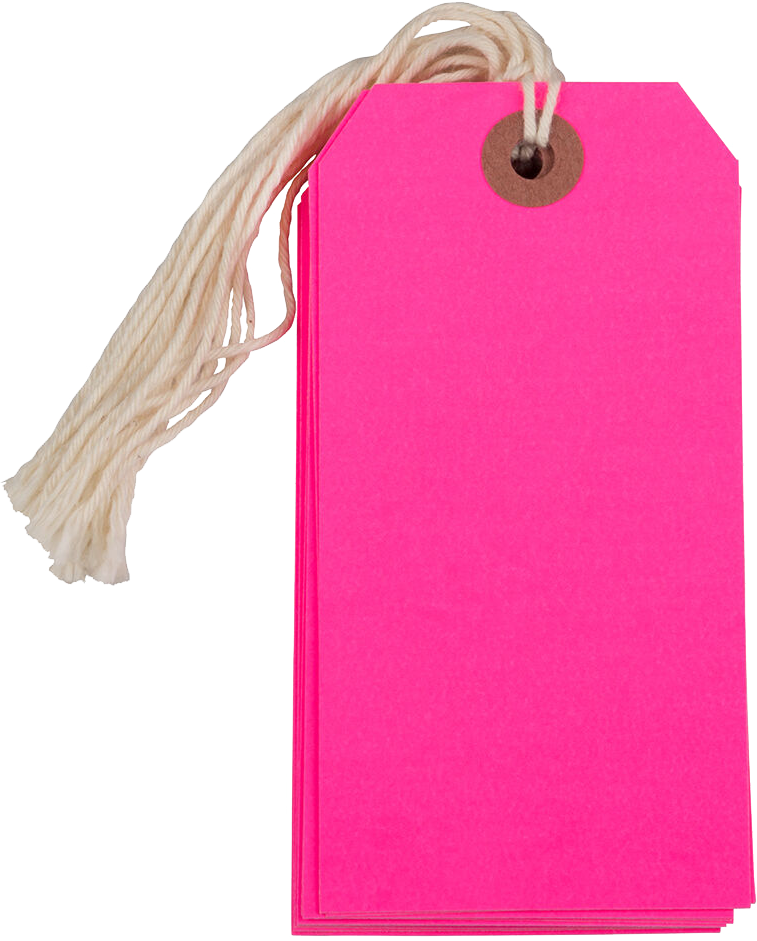 Neon Pink Medium Gift Tags (4 1/4 x 2 3/8) - 10 Pack
