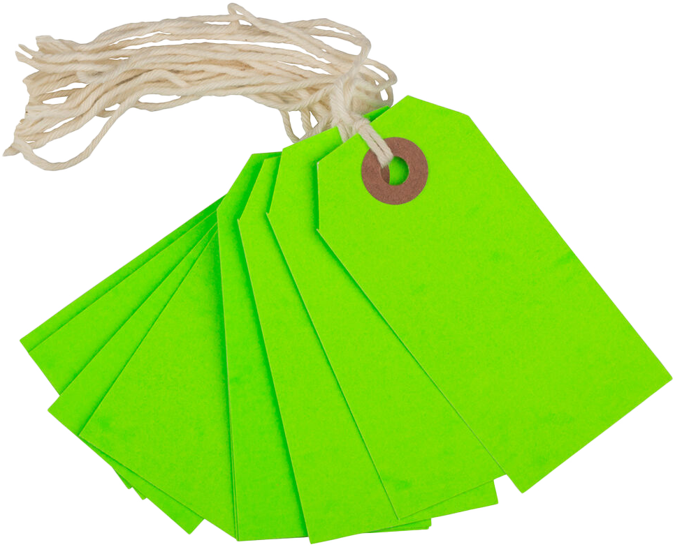 Neon Green Small Gift Tags (3 1/4 x 1 5/8) - 10 Pack