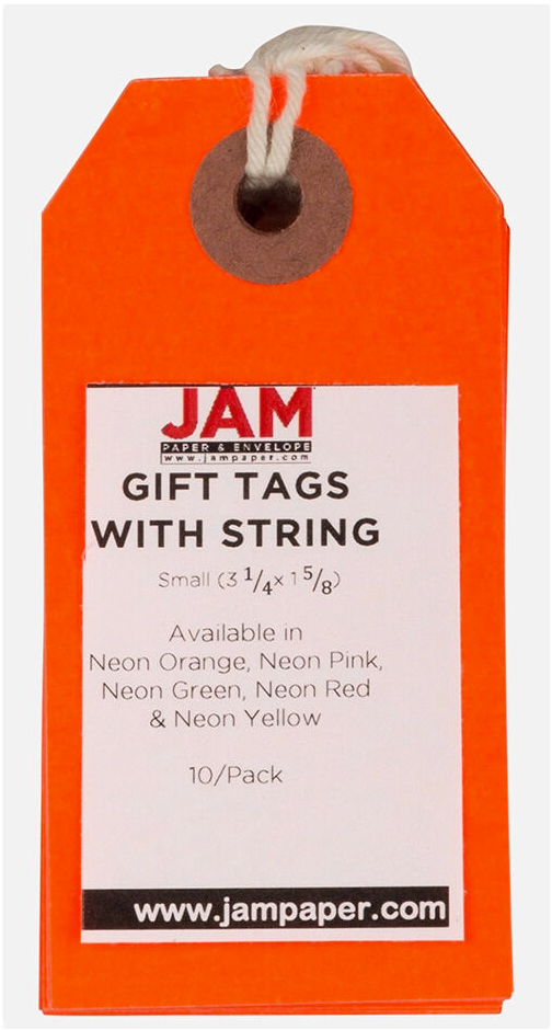 Neon Red Small Gift Tags (3 1/4 x 1 5/8) - 10 Pack