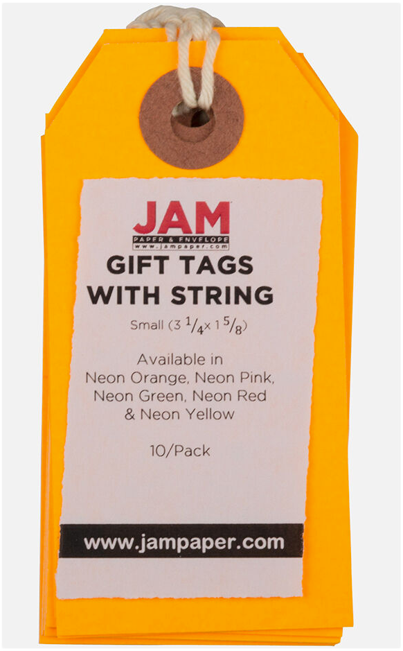 Neon Orange Small Gift Tags (3 1/4 x 1 5/8) - 10 Pack