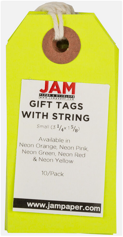 Neon Yellow Small Gift Tags (3 1/4 x 1 5/8) - 10 Pack