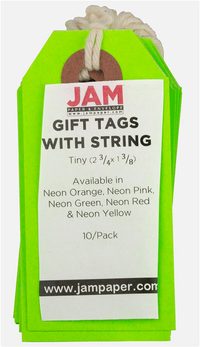 Neon Green Tiny Gift Tags (2 3/4 x 1 3/8) - 10 Pack