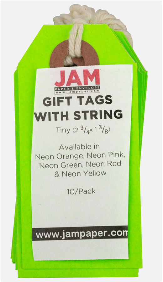 Neon Green Tiny Gift Tags (2 3/4 x 1 3/8) - 10 Pack